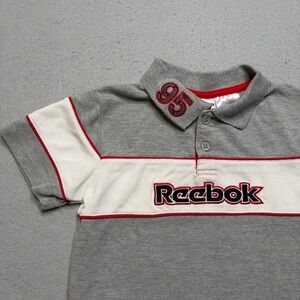 Reebok Polo Shirt Kids 4T Gray Classic Vintage Y2K Embroidered Short Sleeve